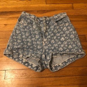 American Apparel Floral High Waisted Cuff Shorts